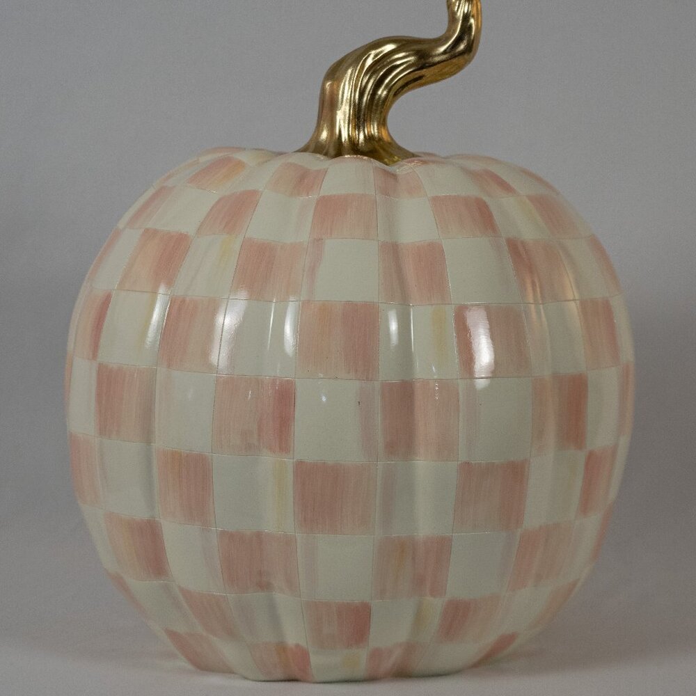 MacKenzie Childs Large Check Pumpkin- Bubblegum Pink